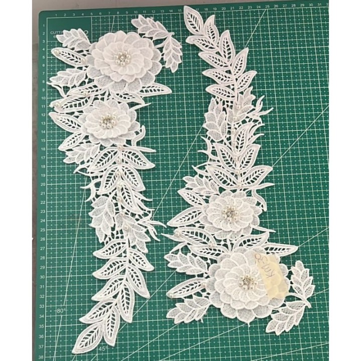 Guipur MAC-1051 Encaje en Fibra de Leche: Escalera, Estrella y Rombos