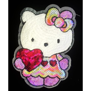 Parche decorado MAC-PAT-1193 con lentejuelas, perlas y barbas.