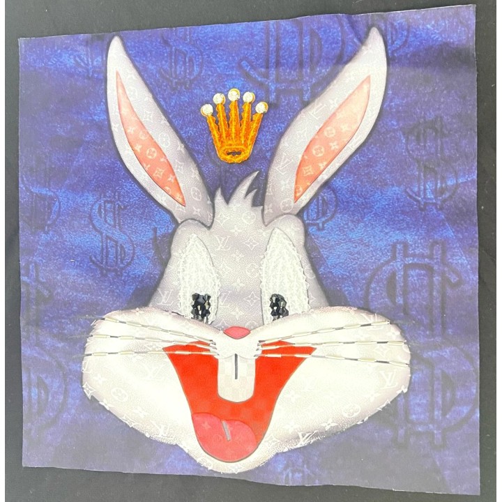 Parche decorado MAC-PAT-1140 con lentejuelas, perlas y barbas.