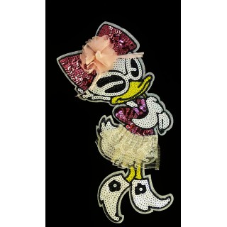 Parche decorado MAC-PAT-1216 con lentejuelas, perlas y barbas.