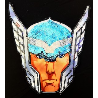 Parche decorado MAC-PAT-1070 con lentejuelas, perlas y barbas.