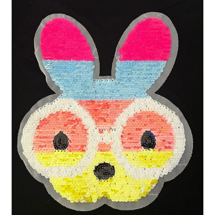 Parche decorado MAC-PAT-1141 con lentejuelas, perlas y barbas.