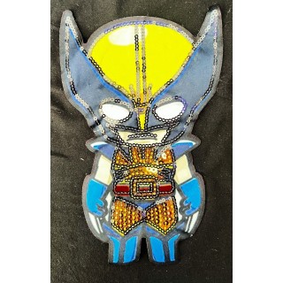 Parche decorado MAC-PAT-1090 con lentejuelas, perlas y barbas.