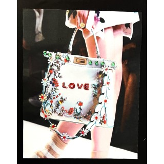 Parche decorado MAC-PAT-1132 con lentejuelas, perlas y barbas.