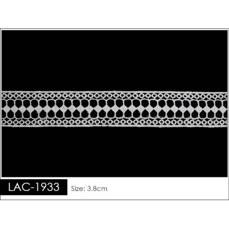 Guipur en Tira LAC-1933 Encaje en Fibra de Leche: Escalera, Estrella y Rombos