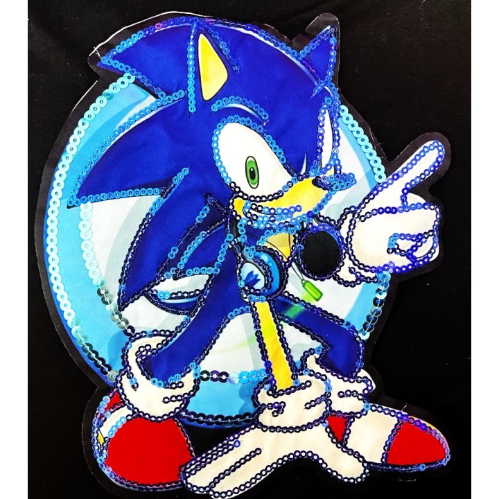 Parche decorado MAC-PAT-1082 con lentejuelas, perlas y barbas.