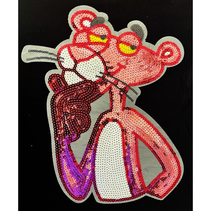 Parche decorado MAC-PAT-1133 con lentejuelas, perlas y barbas.