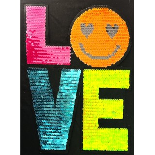 Parche decorado MAC-PAT-1134 con lentejuelas, perlas y barbas.