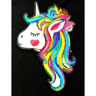 Parche decorado MAC-PAT-1057 con lentejuelas, perlas y barbas.