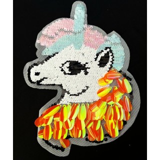 Parche decorado MAC-PAT-1135 con lentejuelas, perlas y barbas.