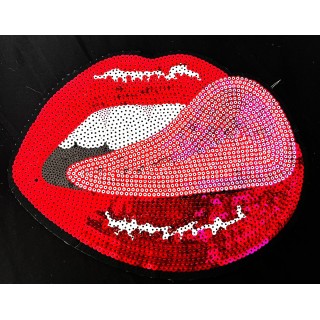 Parche decorado MAC-PAT-1231 con lentejuelas, perlas y barbas.