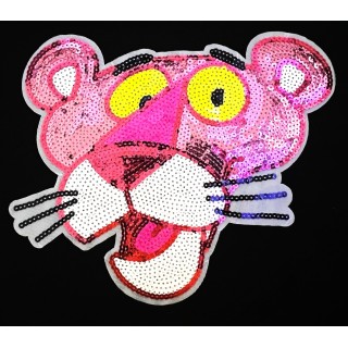 Parche decorado MAC-PAT-1184 con lentejuelas, perlas y barbas.