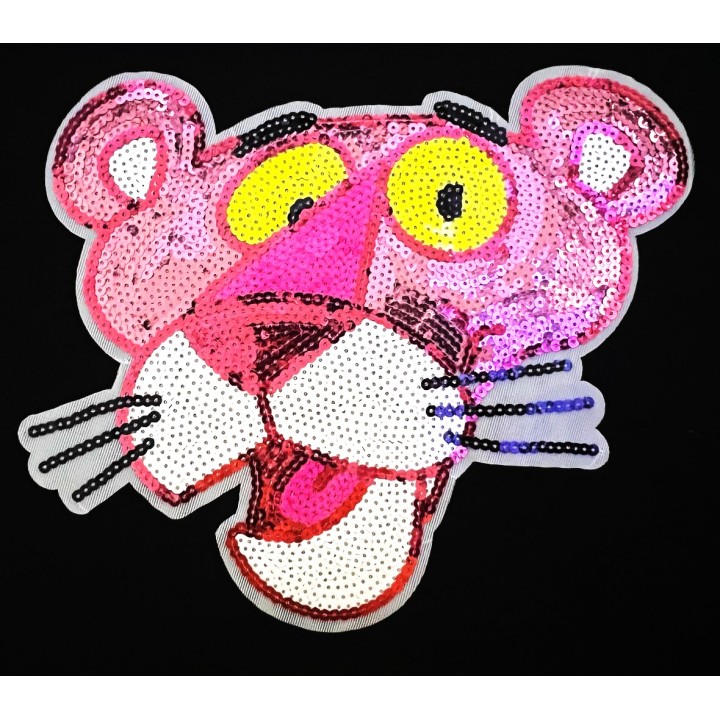 Parche decorado MAC-PAT-1184 con lentejuelas, perlas y barbas.