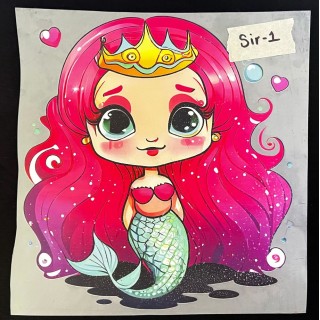 Parche decorado MAC-PAT-1037 con lentejuelas, perlas y barbas.