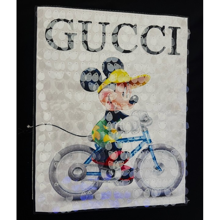 Parche decorado MAC-PAT-1157 con lentejuelas, perlas y barbas.