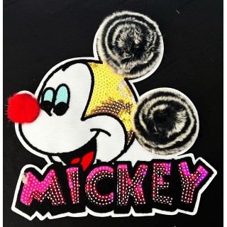 Parche decorado MAC-PAT-1137 con lentejuelas, perlas y barbas.