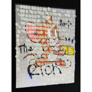 Parche decorado MAC-PAT-1158 con lentejuelas, perlas y barbas.