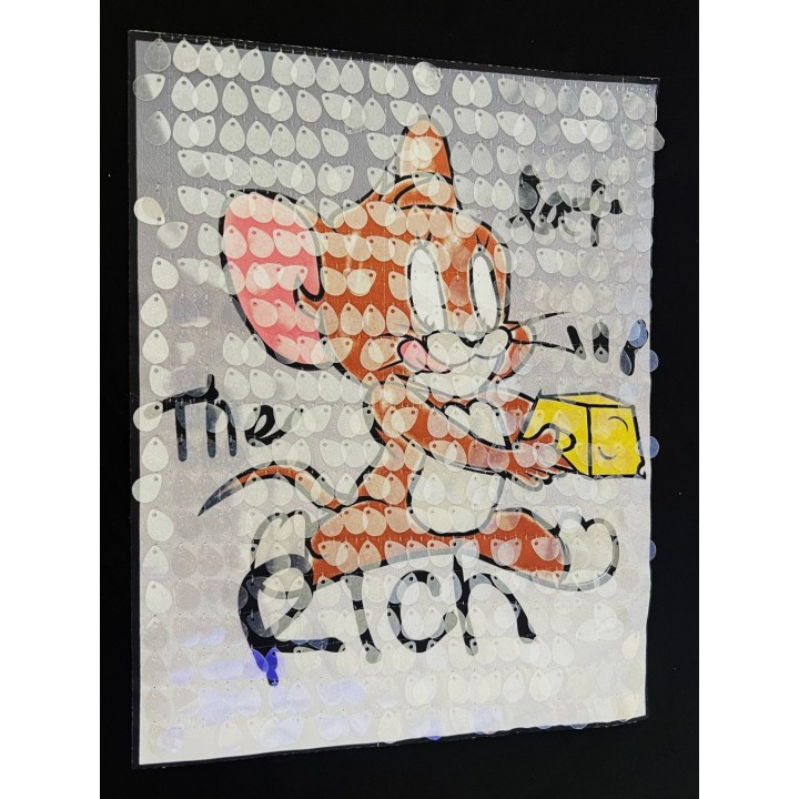 Parche decorado MAC-PAT-1158 con lentejuelas, perlas y barbas.