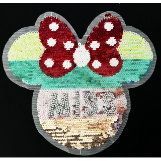 Parche decorado MAC-PAT-1138 con lentejuelas, perlas y barbas.