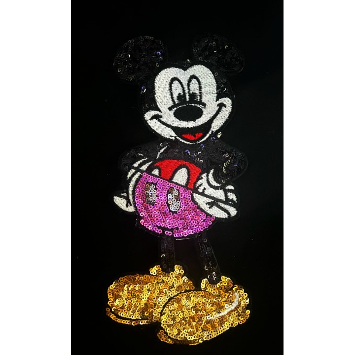 Parche decorado MAC-PAT-1207 con lentejuelas, perlas y barbas.