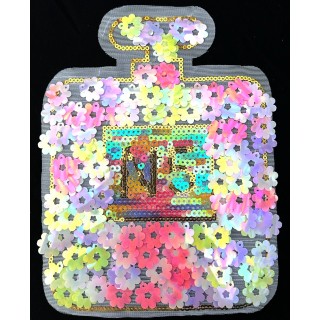 Parche decorado MAC-PAT-1235 con lentejuelas, perlas y barbas.