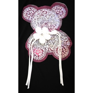 Parche decorado MAC-PAT-1159 con lentejuelas, perlas y barbas.