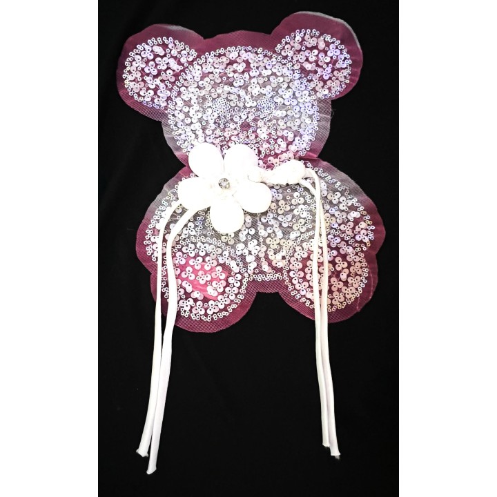 Parche decorado MAC-PAT-1159 con lentejuelas, perlas y barbas.