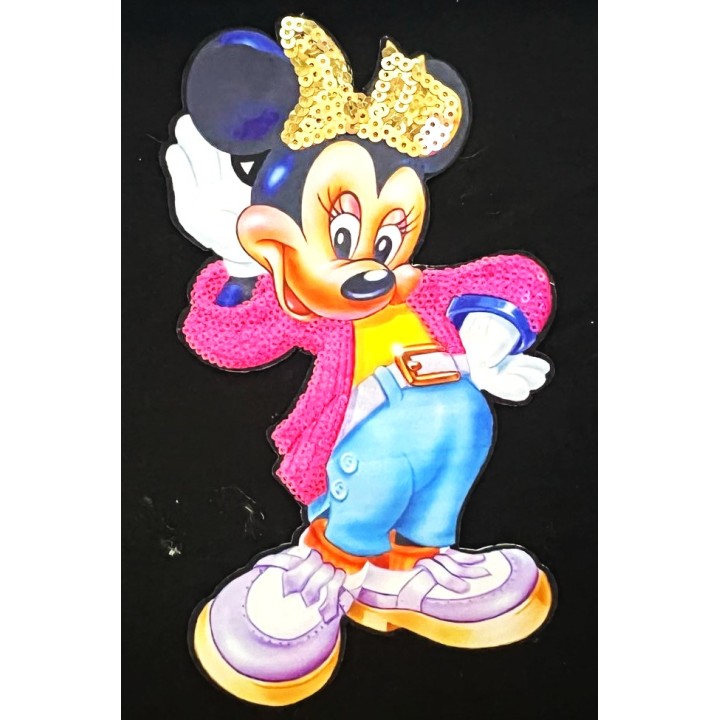 Parche decorado MAC-PAT-1160 con lentejuelas, perlas y barbas.