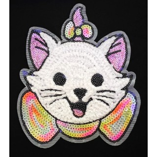 Parche decorado MAC-PAT-1161 con lentejuelas, perlas y barbas.