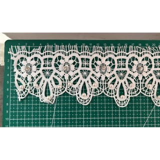 Guipur MAC-1044-W Encaje en Fibra de Leche: Escalera, Estrella y Rombos