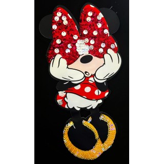 Parche decorado MAC-PAT-1109 con lentejuelas, perlas y barbas.