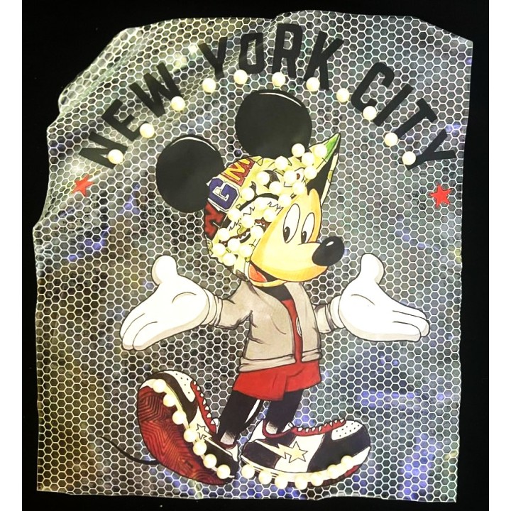 Parche decorado MAC-PAT-1194 con lentejuelas, perlas y barbas.