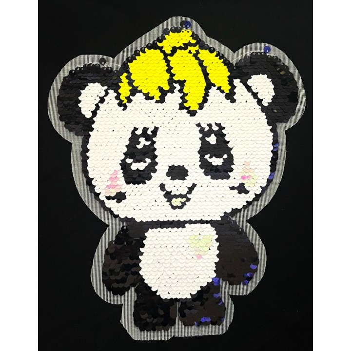 Parche decorado MAC-PAT-1110 con lentejuelas, perlas y barbas.