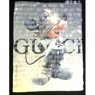 Parche decorado MAC-PAT-1210 con lentejuelas, perlas y barbas.