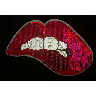 Parche decorado MAC-PAT-1189 con lentejuelas, perlas y barbas.