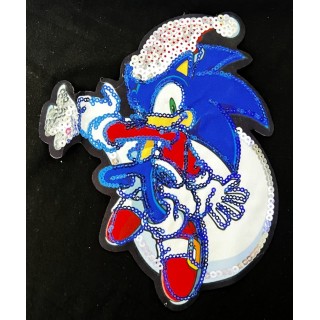 Parche decorado MAC-PAT-1054 con lentejuelas, perlas y barbas.