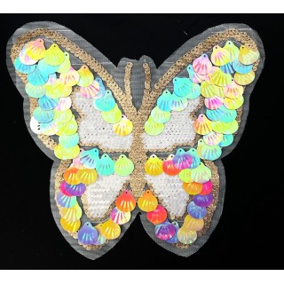 Parche decorado MAC-PAT-1124 con lentejuelas, perlas y barbas.