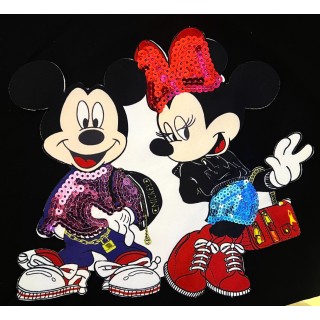 Parche decorado MAC-PAT-1252 con lentejuelas, perlas y barbas.