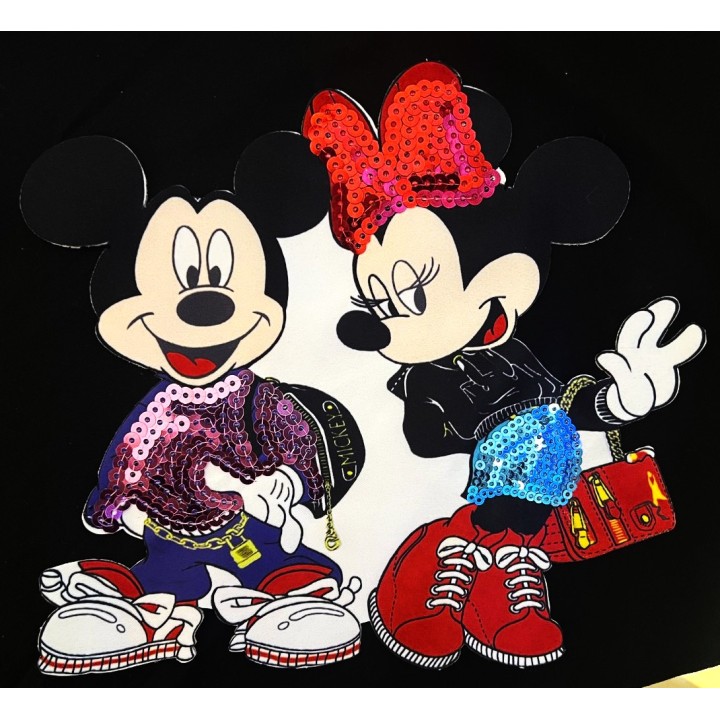 Parche decorado MAC-PAT-1252 con lentejuelas, perlas y barbas.