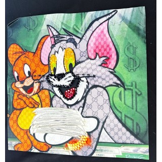 Parche decorado MAC-PAT-1153 con lentejuelas, perlas y barbas.