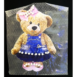 Parche decorado MAC-PAT-1248 con lentejuelas, perlas y barbas.