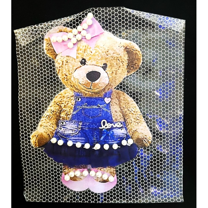 Parche decorado MAC-PAT-1248 con lentejuelas, perlas y barbas.