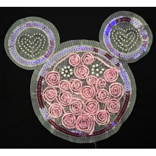 Parche decorado MAC-PAT-1101 con lentejuelas, perlas y barbas.