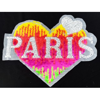 Parche decorado MAC-PAT-1146 con lentejuelas, perlas y barbas.