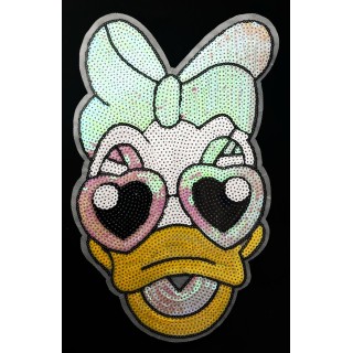 Parche decorado MAC-PAT-1126 con lentejuelas, perlas y barbas.