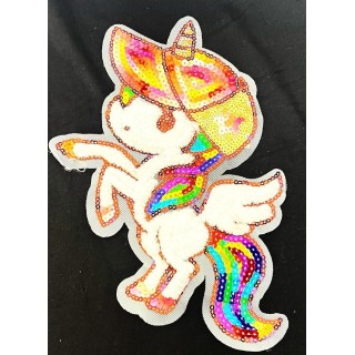 Parche decorado MAC-PAT-1154 con lentejuelas, perlas y barbas.