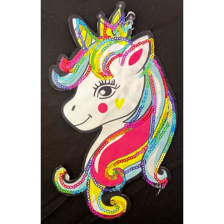 Parche decorado MAC-PAT-1076 con lentejuelas, perlas y barbas.