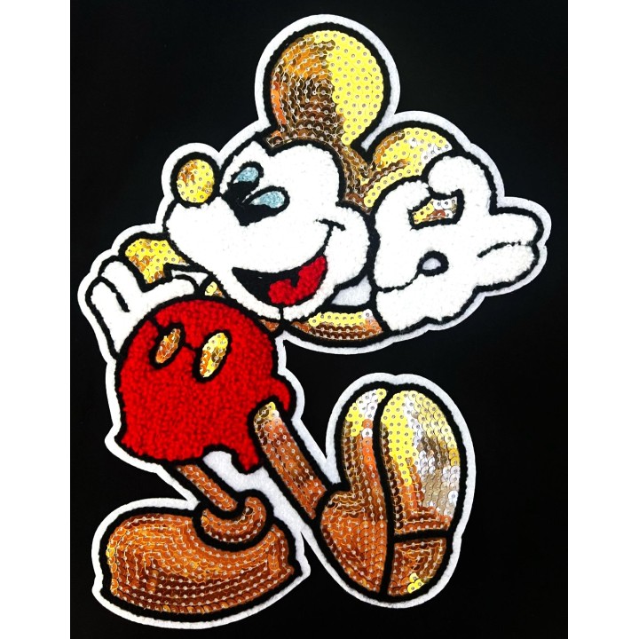 Parche decorado MAC-PAT-1254 con lentejuelas, perlas y barbas.