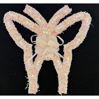 Parche decorado MAC-PAT-1176 con lentejuelas, perlas y barbas.