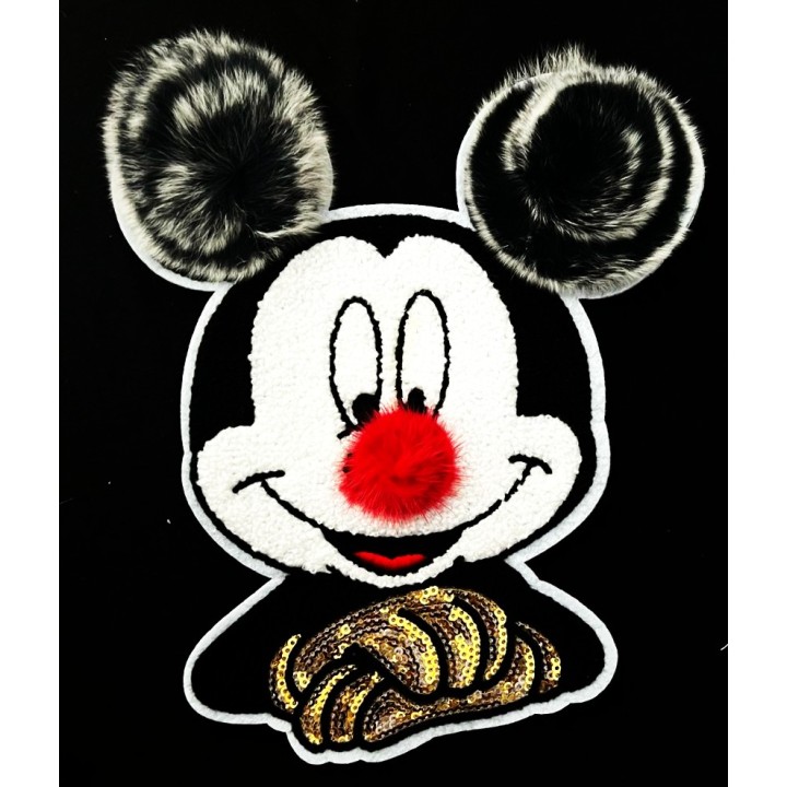 Parche decorado MAC-PAT-1127 con lentejuelas, perlas y barbas.